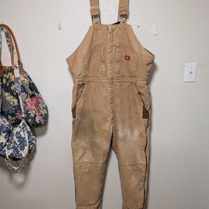 Dickies Tan Overall Bibs Double Knee Sz XL
